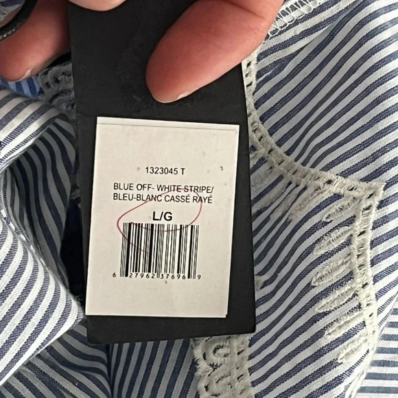 NWT BLACK TAPE_/ 100% cotton baby doll blouse/ White & blue stripes/ Size US L - Picture 9 of 14